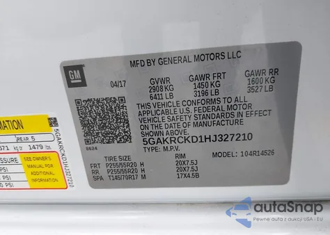 2017 Buick Enclave Premium from USA, damaged, VIN 5GAKRCKD1HJ327210